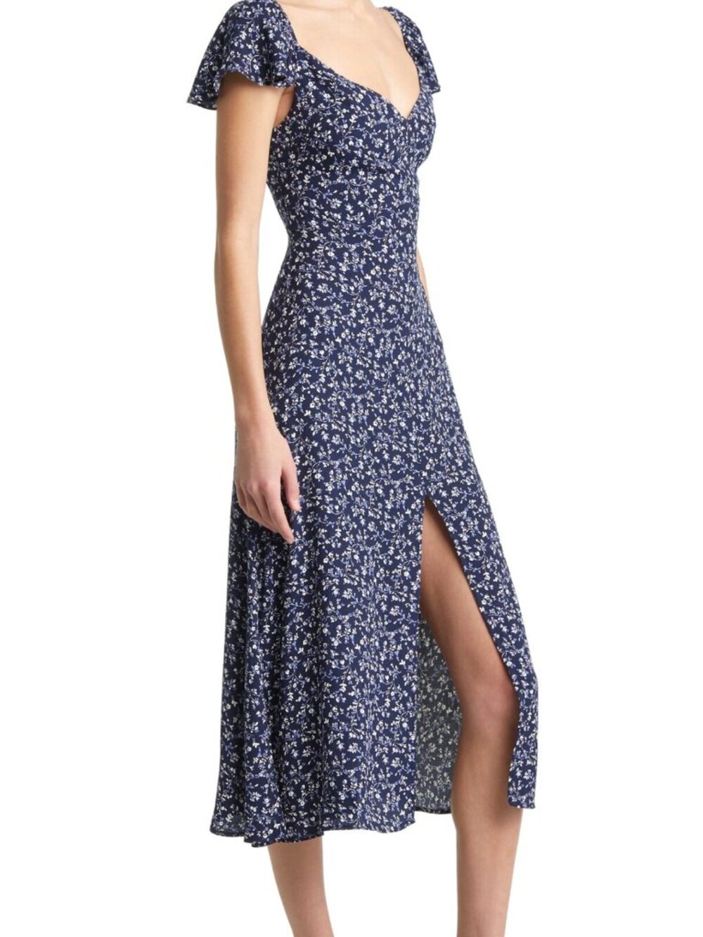 Reformation Baxley Women's Floral Short Sleeve Midi Summer Dress Twilight Size 6 - Picture 3 of 4